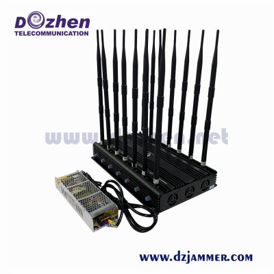  Adjustable 14 Antennas Powerful 3G 4G Phone Blocker &WiFi UHF VHF GPS Lojack Remote Control All Bands Signal Jammer 