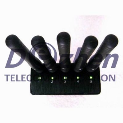 5 Antenna Pocket Size Mobile Phone Signal Jammer 1Watt With 4000mAh Built - In Battery