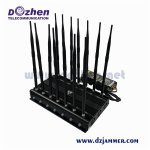 16 Antennas Powerful GSM 3G 4GLTE 4GWimax Phone Blocker & WiFi UHF VHF GPS Lojack Remote Control All Phone Bands Signal jammer