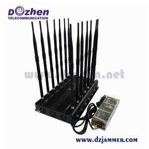 16 Antennas Powerful GSM 3G 4GLTE 4GWimax Phone Blocker & WiFi UHF VHF GPS Lojack Remote Control All Phone Bands Signal jammer