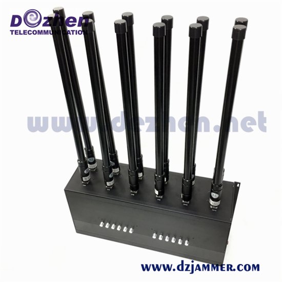 12 Channels 60W High Power 2g/3G/4G/5g/WiFi/VHF Blocker, Indoor Desktop Adjustable Signal Jammer, - Click Image to Close