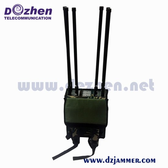 5G High Power 4 Antenna Backpack for VIP Protection 80 Watt Cell Phone Signal Jammer - Click Image to Close