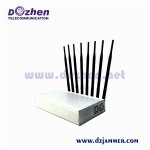 High Power 8 Antennas 16W GPS GSM 3G 4G 5G Mobile phone WiFi Jammer with Cooling Fan