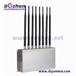 High Power 8 Antennas 16W GPS GSM 3G 4G 5G Mobile phone WiFi Jammer with Cooling Fan