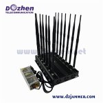  Adjustable 14 Antennas Powerful 3G 4G Phone Blocker &WiFi UHF VHF GPS Lojack Remote Control All Bands Signal Jammer 