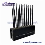 80W Adjustable 16 Antennas Powerful 3G 4G Phone Blocker WiFi 2.4g 5.8g UHF VHF GPS Lojack Remote Control All Bands Signal Jammer 