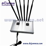 6 Antenna 15W Cell phone 3G LOJACK & RF Jammer (3G,LOJACK,RF315MHz/433MH,GSM,CDMA,DCS,PCS)