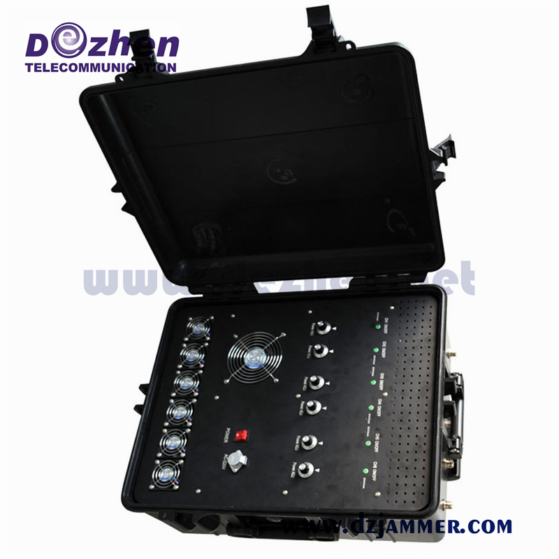 480W High Power Portable Signal Jammer 6 Bands Wireless Anti Explosion Metal Enclosure Housing